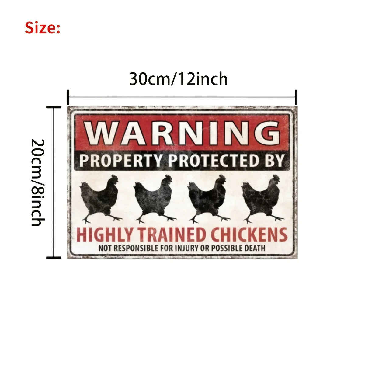 Lustiges Hühner-Warnschild | Bauernhof-Stil mit Humor | Charmante Wanddekoration für ländlichen Flair 2