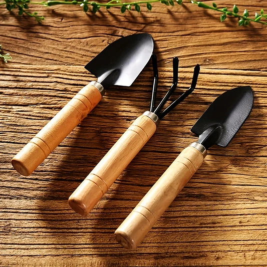 Mini-Gartenwerkzeugset | 3-teiliges Set mit Holzgriffen für präzise Pflanzenpflege | Ideal für kleine Gärten und Sukkulenten 7