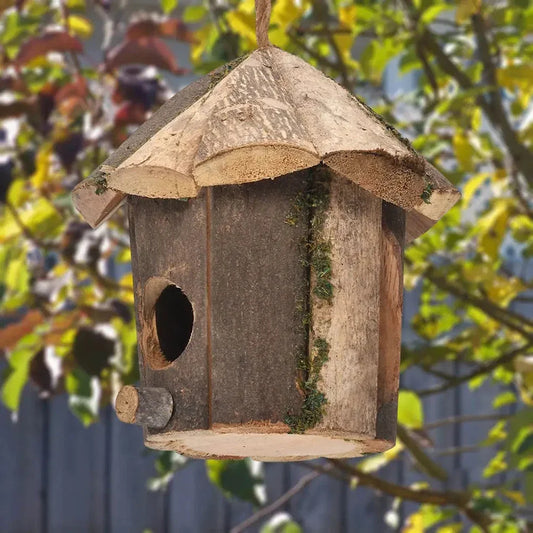 Rustikales Vogelhaus aus Holz | Kompaktes Design für kleine Vögel | Natürliche Gartendekoration 1