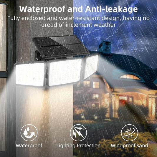 Solar-Bewegungsmelder-Leuchte | 3 Verstellbare LED-Köpfe für Optimale Außenbeleuchtung | Bewegungsaktivierte Beleuchtung für Sicherheit 1