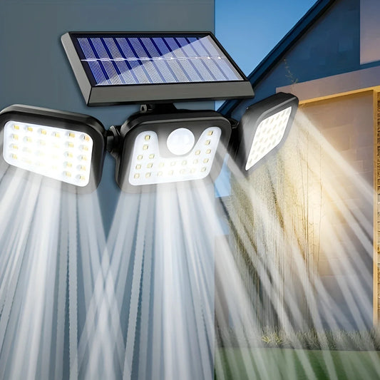 Solar-Bewegungsmelder-Leuchte | Aussenleuchten mit 3 Verstellbaren LED-Köpfen | Energiesparende Außenbeleuchtung für Optimale Sicherheit 4