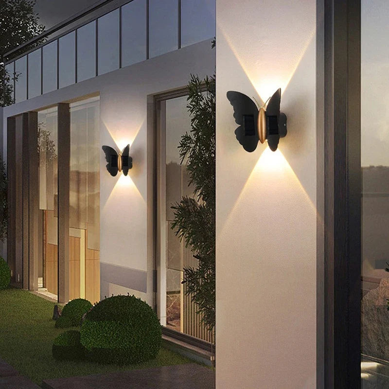 Solarleuchte mit Schmetterlingsdesign | Solarbetriebene Wandbeleuchtung für Garten und Balkon 5