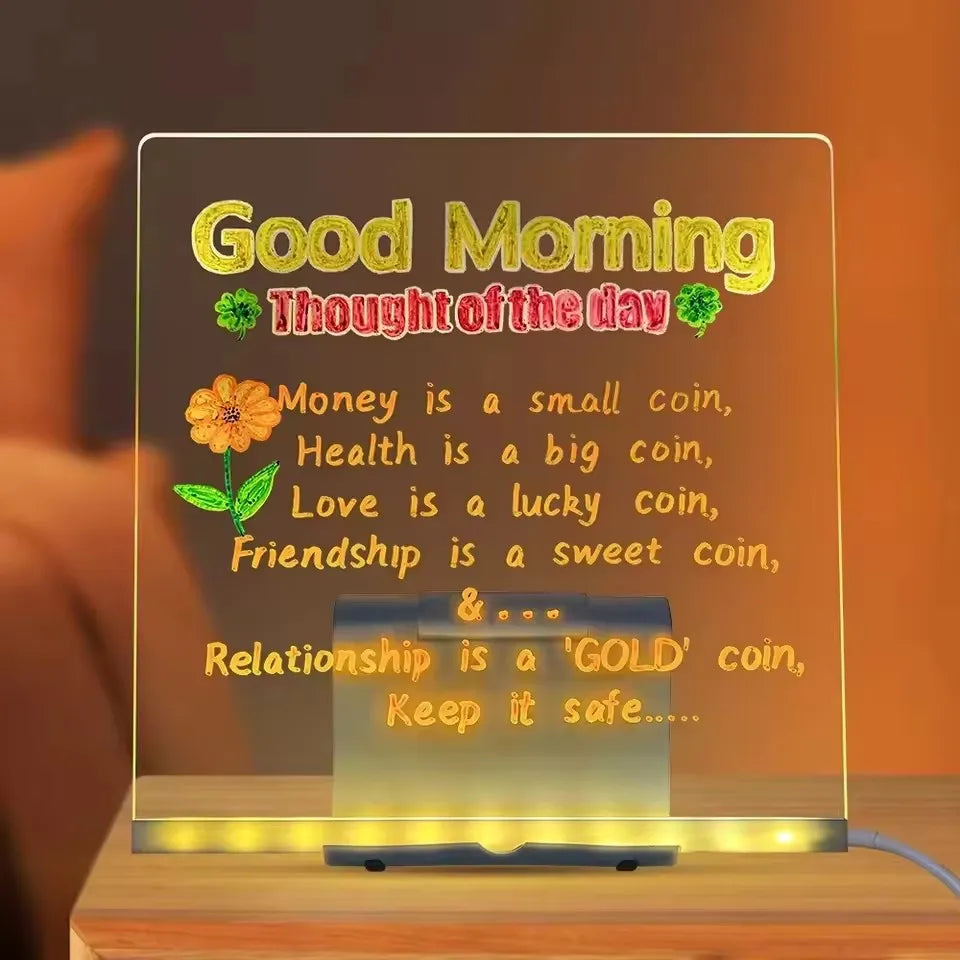 Transparente LED-Acryl-Schreibtafel mit Abwischbarer Oberfläche | Kreative Notizen für Jeden Anlass 2
