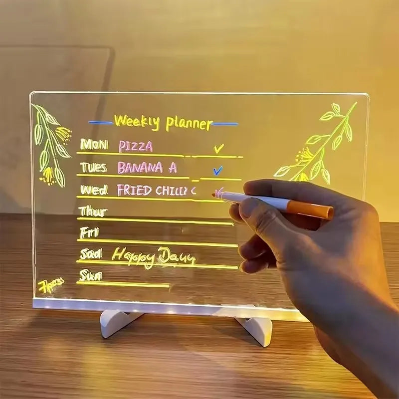 Transparente LED-Acryl-Schreibtafel mit Abwischbarer Oberfläche | Kreative Notizen für Jeden Anlass 3