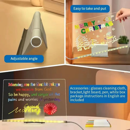 Transparente LED-Acryl-Schreibtafel mit Abwischbarer Oberfläche | Kreative Notizen für Jeden Anlass 4