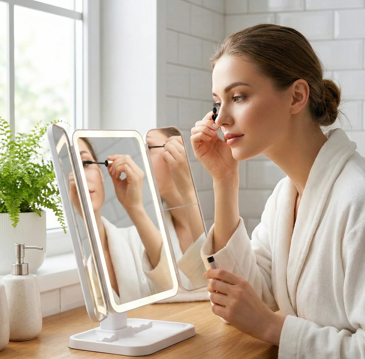 TriLuxe Glow | LED Schminkspiegel mit Studioqualität Beleuchtung | Perfekte Lichtverhältnisse für makelloses Make-up 3