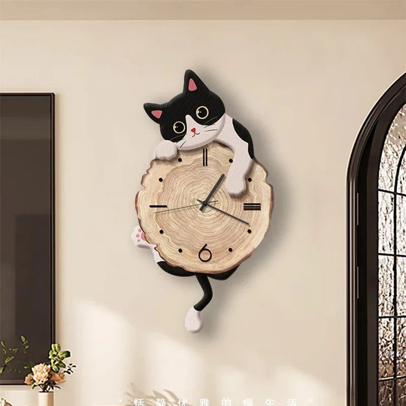 Verspielte Katzen-Wanduhr mit Schwingendem Schwanz | Charmante Dekoration für Katzenliebhaber 2