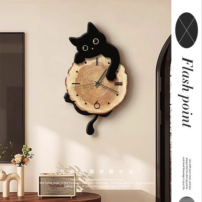 Verspielte Katzen-Wanduhr mit Schwingendem Schwanz | Charmante Dekoration für Katzenliebhaber 3