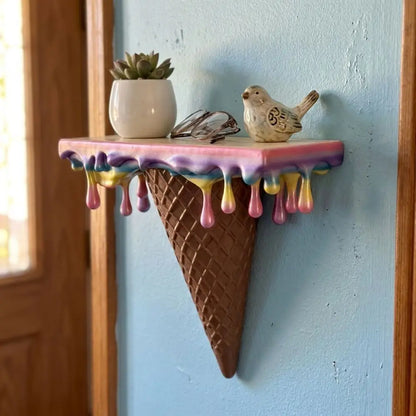 Verspieltes Wandregal | Schmelzendes Eisregal mit 3D-Design | Kreative Aufbewahrung für Deko-Objekte 5