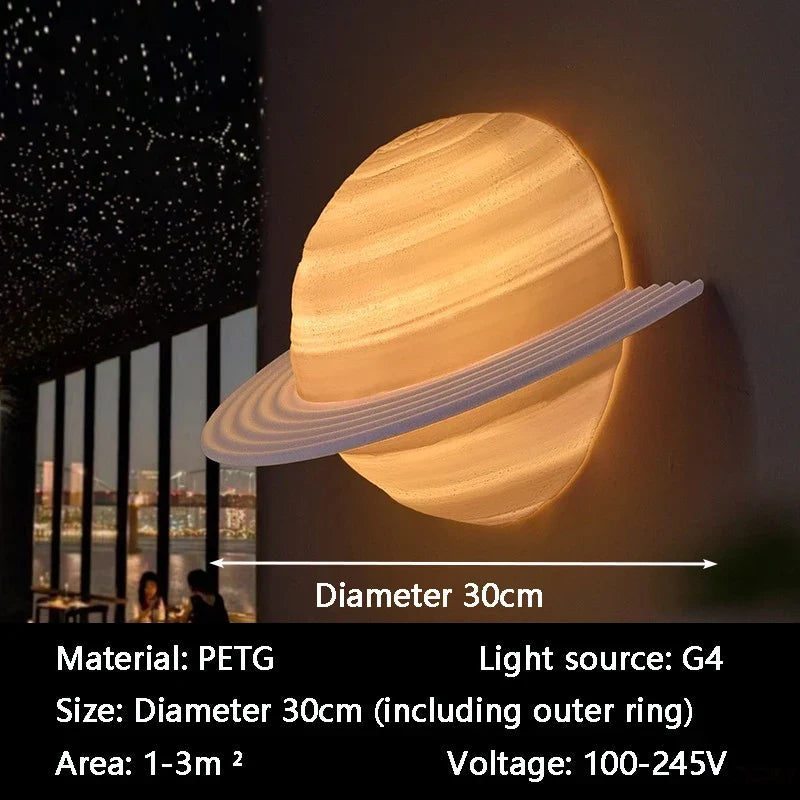 Wandleuchte Saturn-Halbkugel mit Beleuchtetem Außenring | Futuristisches Design für Stimmungsvolles Licht in Innenräumen 4