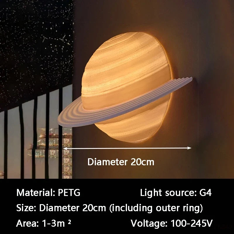 Wandleuchte Saturn-Halbkugel mit Beleuchtetem Außenring | Futuristisches Design für Stimmungsvolles Licht in Innenräumen 5