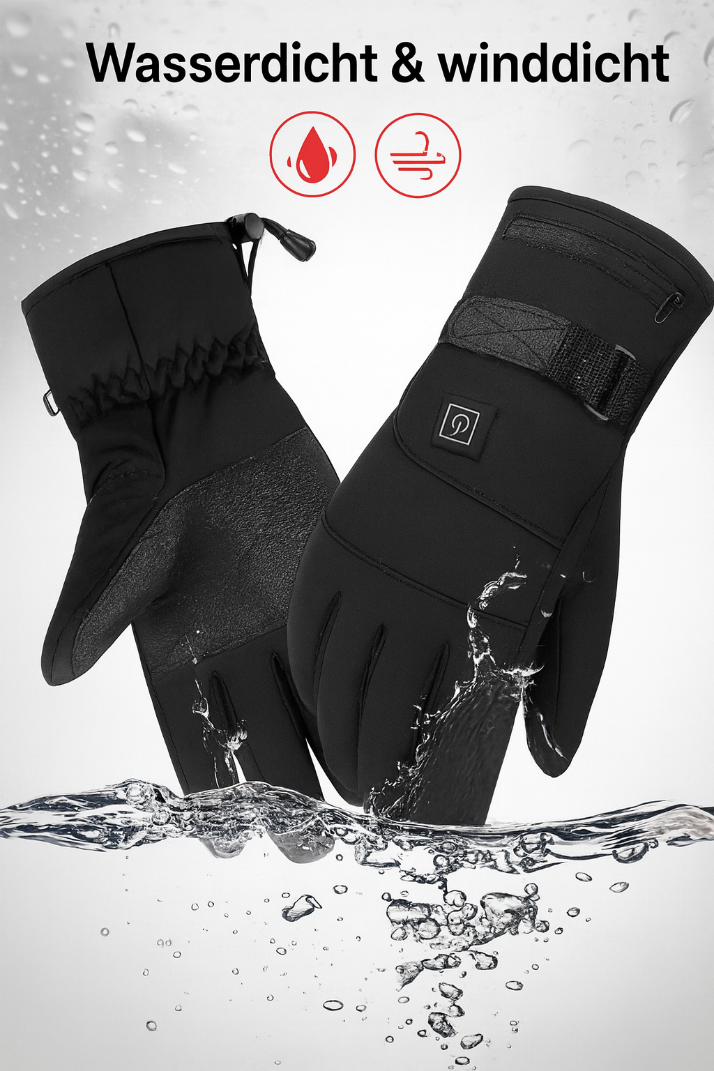 Beheizte Winter Handschuhe, Wasserdicht mit Touchscreen – Wiederaufladbare Thermo-Handschuhe aus Nylon & PU für Damen und Herren