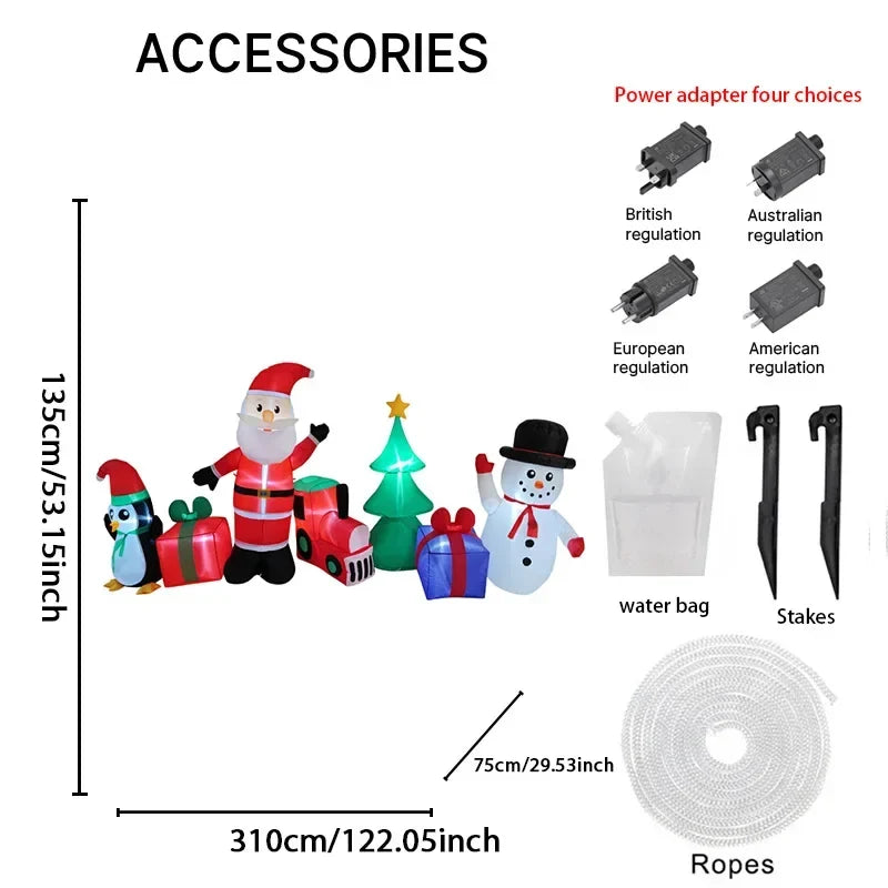 Weihnachtszauber | 10,2 Fuß aufblasbarer Weihnachtsmannzug mit LED-Beleuchtung | Festliche Dekoration für den Vorgarten 7
